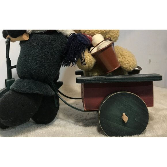 Santa Claus Riding a Bike & Reindeer Plush Toy Wagon 13" Tall 11" Wide - Picture 4 of 10